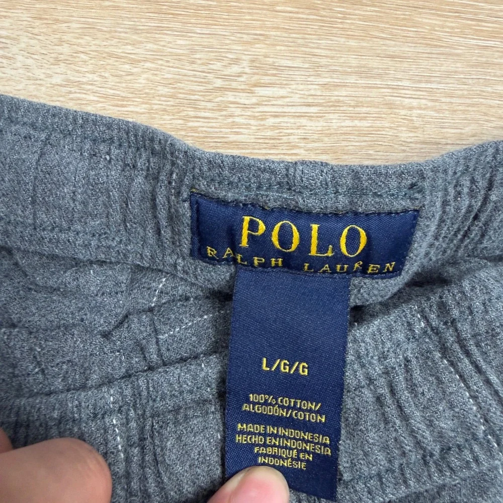 Polo Ralph Lauren Mens Grey Windowpane Plaid Cotton Flannel Pajama Pants Large
